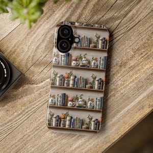 Boho Book Lover iPhone slim case, Nostalgic Neutral Colors Bohemian iPhone Cover, Literary Gift, Reading EnthusiastVintage Style