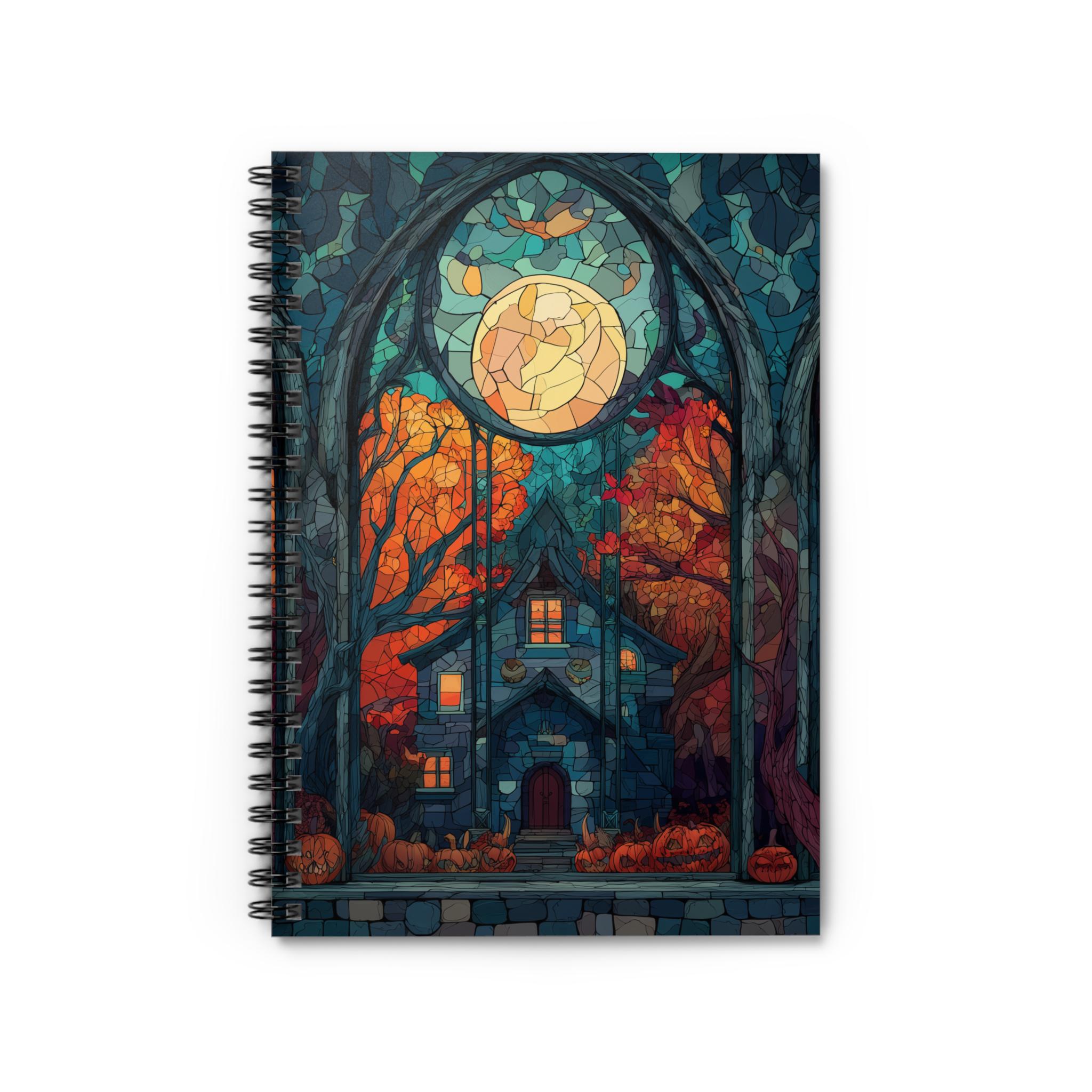Dark Cottagecore Owl Notebook: Faux Stained Glass Journal