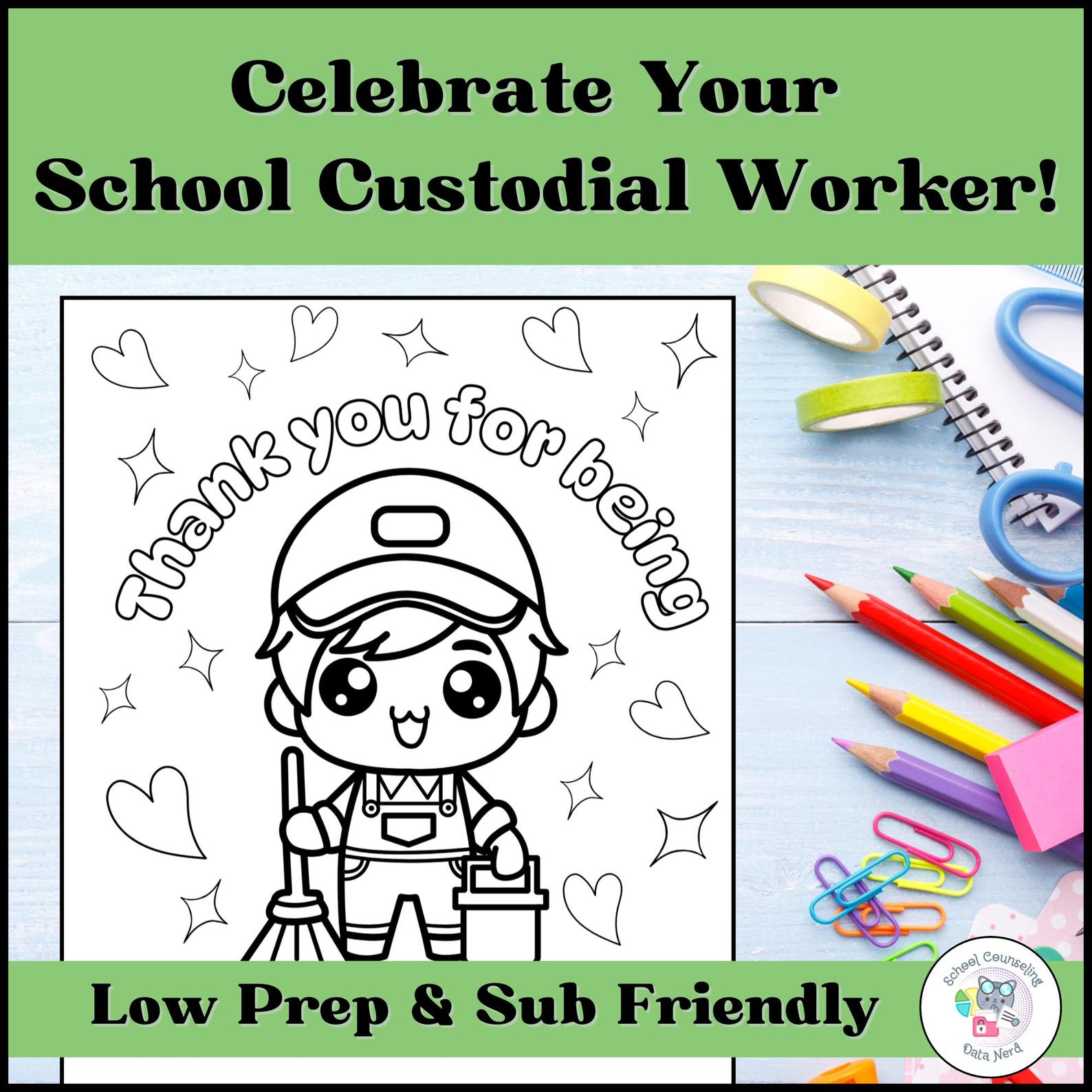 Custodian Appreciation Coloring Pages PDF Printable Thank You