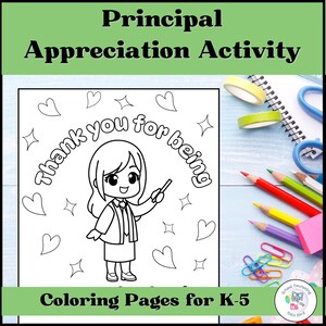 Principal Appreciation Coloring Pages – PDF Printable Thank You Activity for School Principal Appreciation Day- For Parents, Teachers