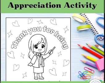Principal Appreciation Coloring Pages – PDF Printable Thank You Activity for School Principal Appreciation Day- For Parents, Teachers