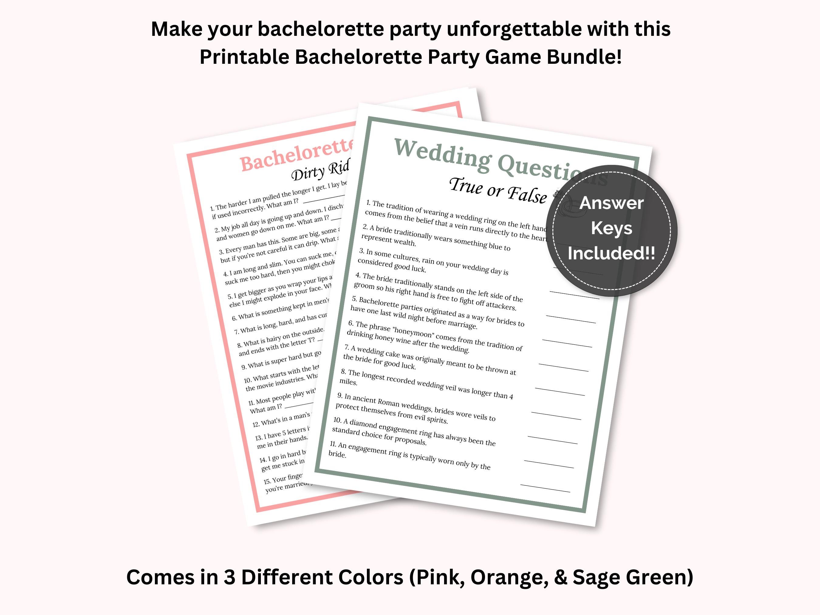 Bridal Shower Riddles Pdf Printable Bachelorette Party Games Bundle, Bridal Games Bundle, Who ...