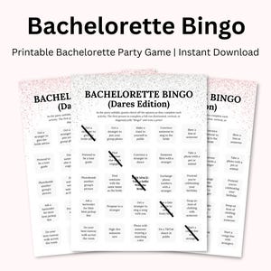 Printable Bachelorette Bingo: Dares Edition Game, Printable Bachelorette Party Games, Bar Crawl Bingo Cards, Super Fun Bridal Bingo Game