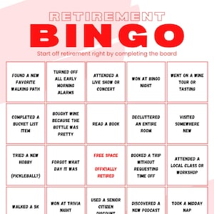 Retirement Bingo Game | Printable Bingo Card for Retirement Party | Editable Template | Instant Download