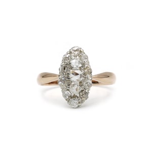 Antique ring 1800 - 1880 - 18K gold, platinum & rose cut diamonds
