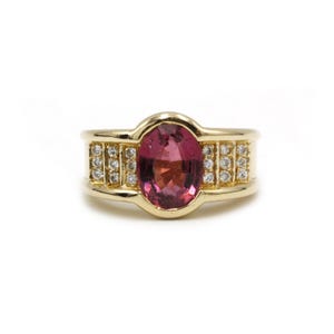 Vintage ring - Yellow gold, tourmaline and diamonds