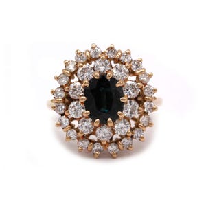 Daisy Halo Ring - 18K Gold, Sapphire and Diamonds