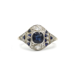 Ring - Gold, sapphires and diamonds art deco 1920 vintage