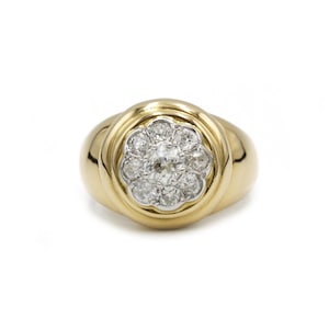 Vintage retro 1980s ring - 18K yellow gold and diamonds
