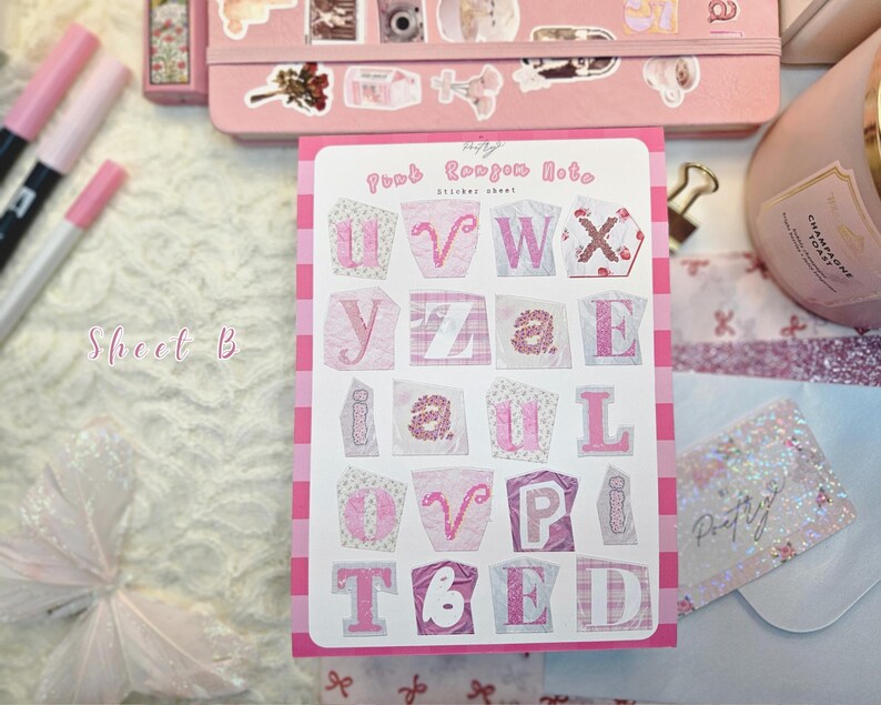 Pink Ransom Note Alphabet Sticker Sheet | Pinterest Inspired Aesthetic ...