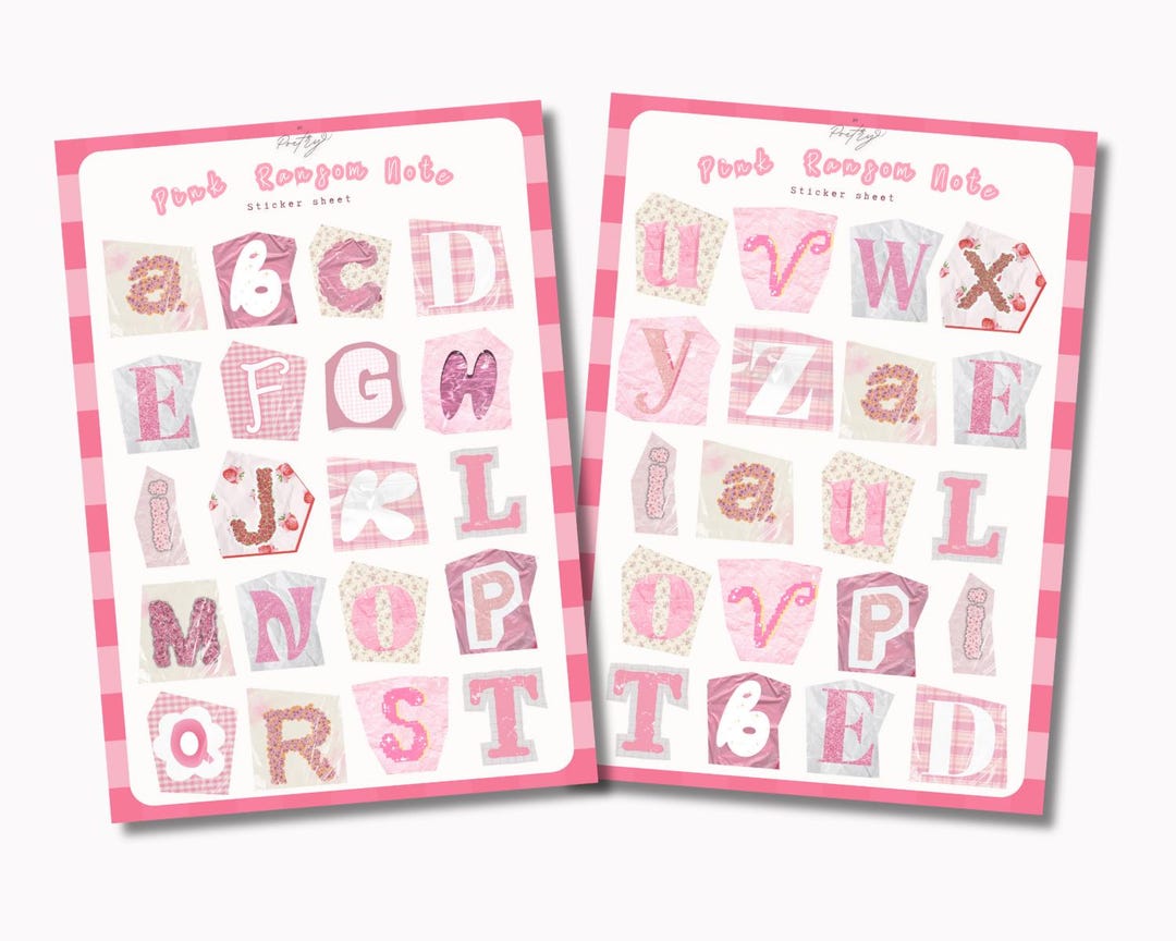 Pink Ransom Note Alphabet Sticker Sheet | Pinterest Inspired Aesthetic ...