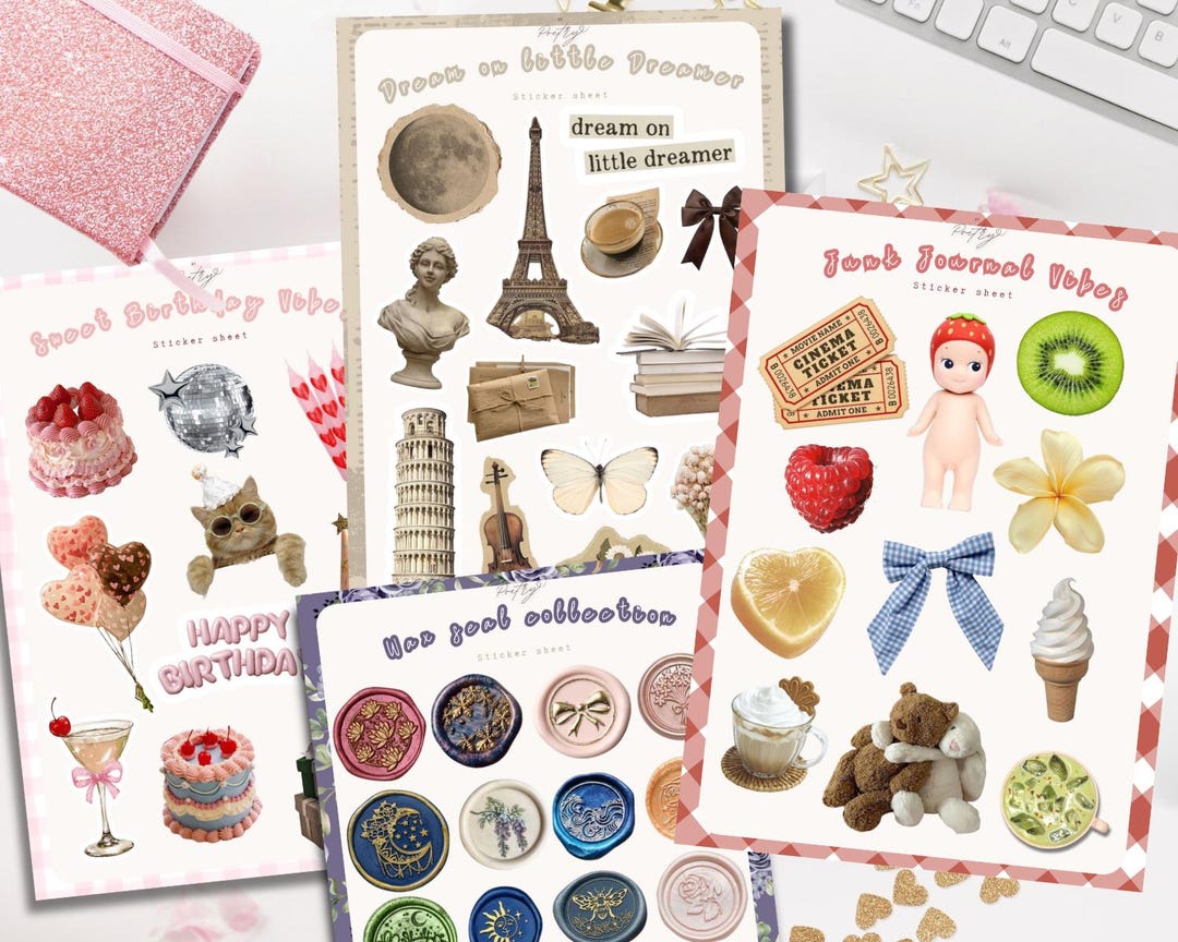 Junk Journal Sticker Sheet: Vintage Inspired Planner Decals - Etsy