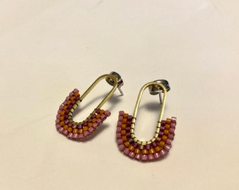 Beaded archway stud drop earrings