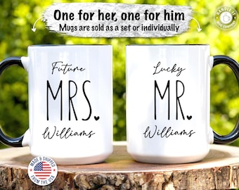 Taza de compromiso para futura señora, regalo personalizado para la futura novia, tazas a juego para el Sr. y la Sra., tazas de café personalizadas para la novia, boda del Sr. y la Sra.