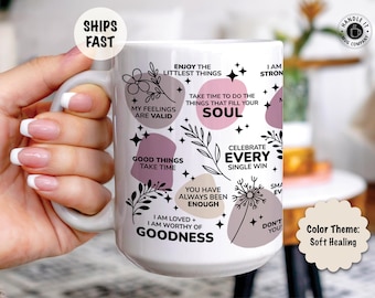 Personalized first mothers day gift for her New mom baby shower gift First time mom postpartum care package Self care gift affirmations mug