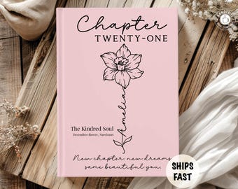 Personalized 21st birthday journal for her Custom name birth flower notebook Milestone keepsake gift daughter best friend sister turning 21