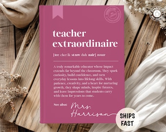Personalized teacher definition notebook Custom name journal Thank you gift for teacher Educator appreciation End of year or Back to school