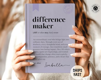 Personalized difference maker journal Custom name gift Mentor teacher appreciation notebook Boss coworker thank you Employee holiday present
