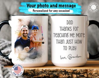 Personalized photo mug for Fathers Day First time dad photo mug Dad birthday gift Custom picture mug with message Anniversary gift for him