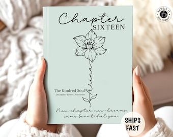 Custom 16th Birthday gift for her Personality birthflower diary Name journal birth flower notebook Sweetsixteen milestone gift for daughter