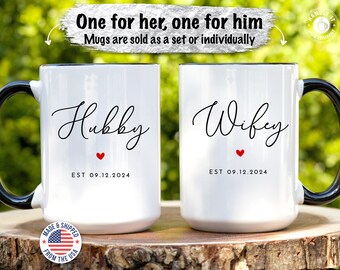 Tazas personalizadas para marido y mujer, juego de regalo de compromiso a juego para él y para ella, recuerdo para la despedida de soltera de los novios, lista de bodas, tazas de té