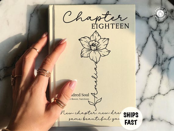 Personalized 18th birthday gifts for her Birth flower journal Custom name notebook Milestone keepsake gift for daughter niece or best friend