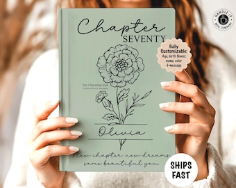 70th Birthday gifts for her Personalized Chapter 70 birth flower journal Legacy journal 70th Birthday present for Grandma Mom or Best friend