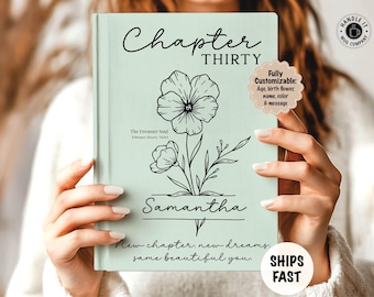 30th Birthday gifts for her Personalized chapter 30 birth flower journal Best friend 30th birthday gift Birthday gift for daughter or sister