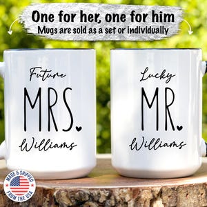 Zukünftige Frau Verlobungsbecher Personalisiertes Geschenk Braut-zu-Sein Tassen Mr und Mrs Passende Tassen Set Glückliche Mr. Custom Braut Kaffeetassen Hochzeit Mr & Mrs