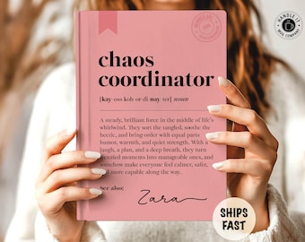 Personalized chaos coordinator notebook Custom name gift Funny work journal for admin assistant teacher boss Busy mom planner Holiday gifts