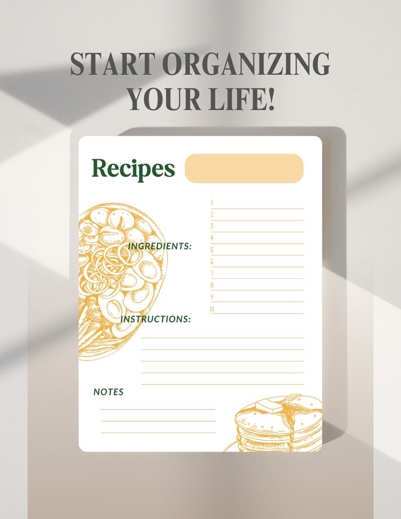 Recipe Note.pdf Printable Recipe Notes, Digital Recipe Templates, Bundle Deals, Instant ...
