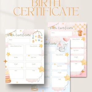 Geburtsurkunden für jedes Geschlecht, digitale Baby-Urkunden, Bundle-Angebote, Vorlage für Baby-Jungen und Mädchen.