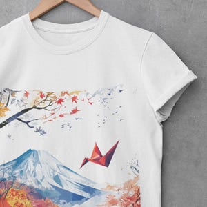 Samurai T-shirt, Unisex Tee, Fuji Japanese Anime Style Shirt, Gift for Anime Fans, Graphic Tee for Men and Women