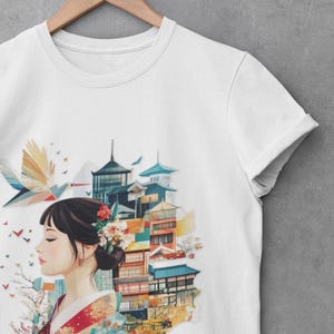 Origami Crane Tee, Kawaii Design, Japanese Art, Anime Style, Unique Gift, Daily wear - Unisex Heavy Cotton Tee, T-Shirt for Men and Women,