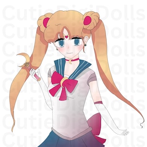 Sailor Moon with Crescent Moon Wand - Anime Fan Art | Magical Girl | Digital Anime | Kawaii | Japan Merch | Wall Decor | Instant Download