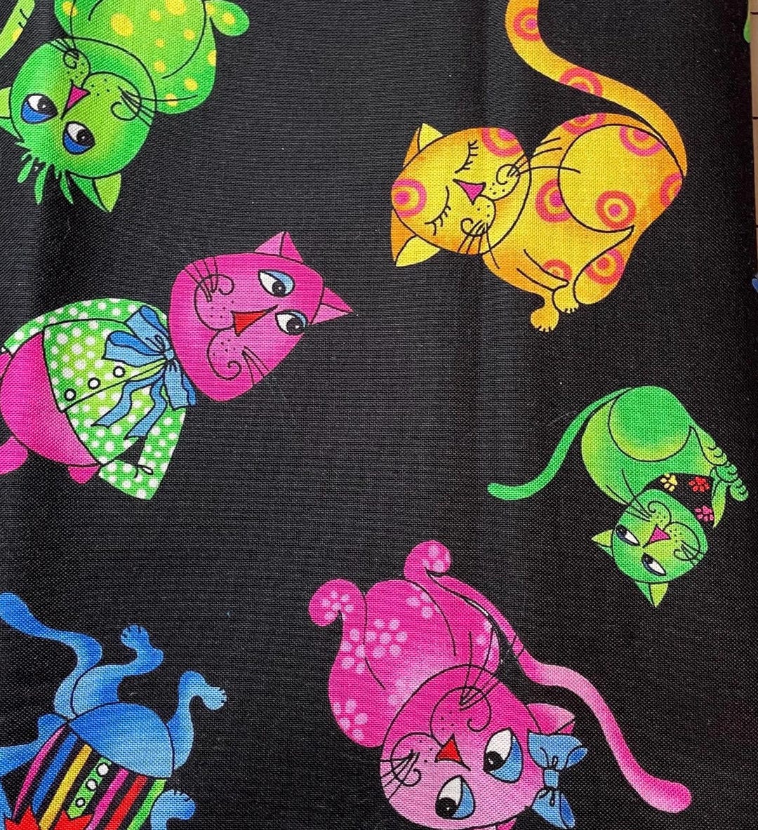 Loralie Designs Tossed Cool Cats Fabric - 1 Yard 16 Inches - Etsy