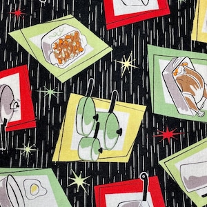 OOP - Retro Print - Pots - N - Pans - 2 yards  8 inches (pre-washed)