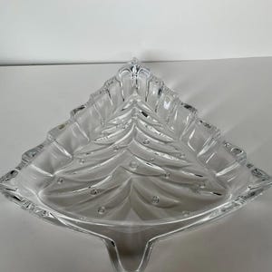 Vintage Lead Crystal Christmas Tree Candy Dish