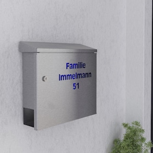 Personalized mailbox according to DIN made of polished stainless steel