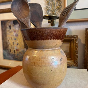 Vintage Studio Pottery Vase | Earth Toned Ombré Brown | Handmade Ceramic Art
