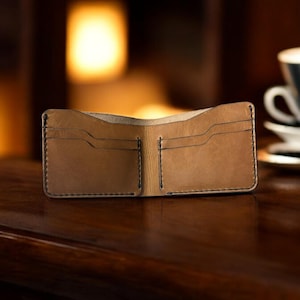 Handgefertigte Horween Dublin Leder 5 Pocket Traditionelle Bi-Fold-Brieftasche