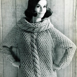 Cowl neck cable sale knit circle hem sweater