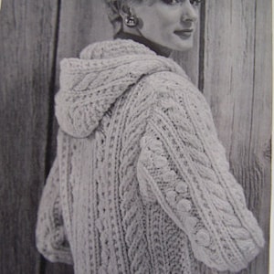 Bear Brand Aran Fisherman Chunky Women's Cardigan Vintage Knitting Pattern PDF