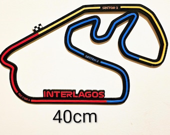 Interlagos Circuit • São Paulo Track Map – Laser-Cut Wall Art (40 cm) – Racing Garage Decor