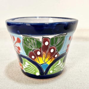 5.5in. Handmade Classic Talavera Flower Pot - Mexican Ceramic Planter - Maceta Clasica de Talavera – floral pattern and color vary - Qty. 1