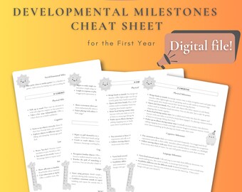 Baby Development Cheatsheet | Simple First Year Milestone Guide | Parenting Tips | Baby Milestone Support | Digital Parenting Resource