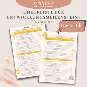Meilensteine Baby Checkliste A4 – Entwicklungsmeilensteine im ersten Jahr – Checkliste für Babys Wachstum & Fortschritt –Geschenkidee Eltern