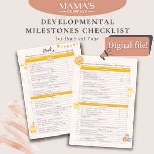 Baby Meilenstein Tracker | Checkliste für die Entwicklung von Säuglingen | Memory Tracker für das erste Jahr | PDF Datei Andenken an die Eltern