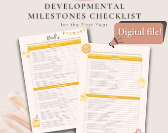 Baby Milestone Tracker | Infant Development Checklist | First-Year Memory Tracker | Parenting Keepsake PDF