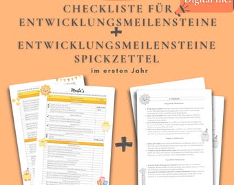 Ultimative Baby Entwicklungs Checkliste & Spickzettel mit Methoden zur Förderung im 1. Jahr | Entwicklungsschritte verfolgen und fördern